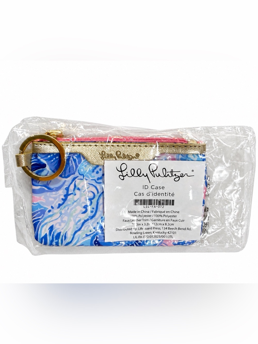 NWT Lilly Pulitzer ID Case Keychain Wallet - Shade Seekers Blue Pink Gold